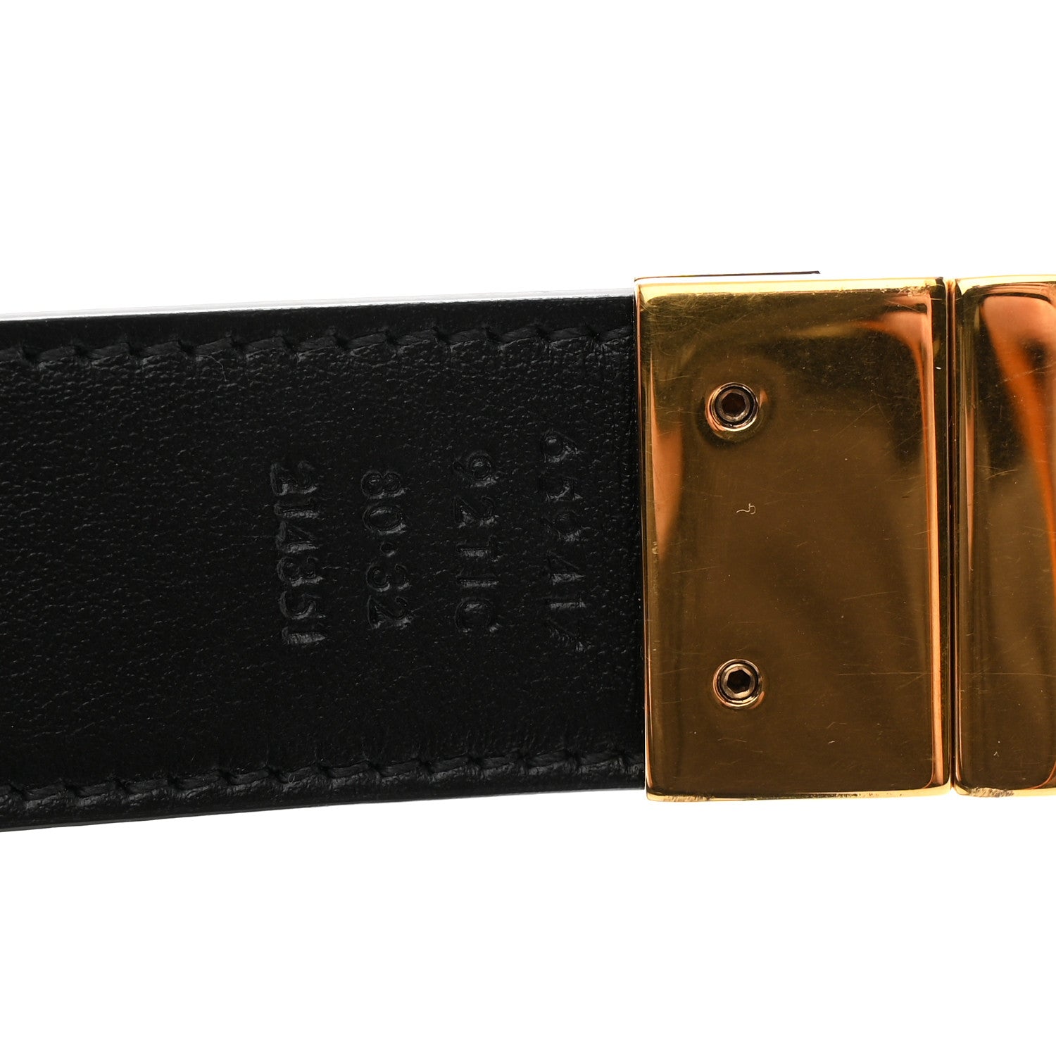 GG Supreme Monogram Plutone Calfskin Double G Reversible 30mm Belt 80 32 Beige Ebony Black