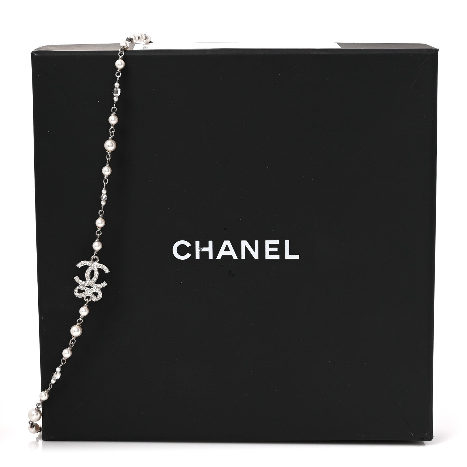 Pearl Crystal CC Bow Choker Necklace Silver Pearly White