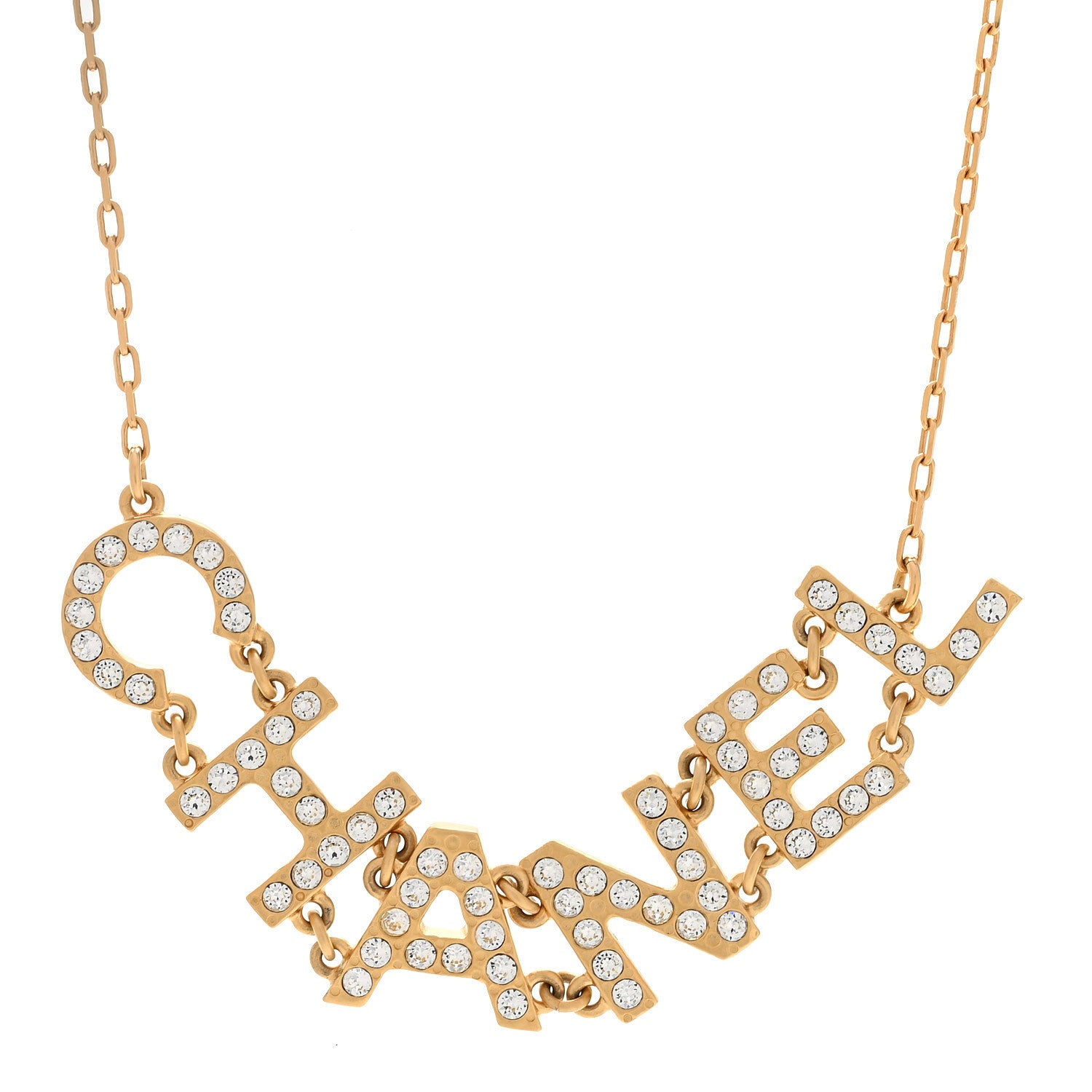 Metal Crystal 90's Icon Logo Necklace Gold