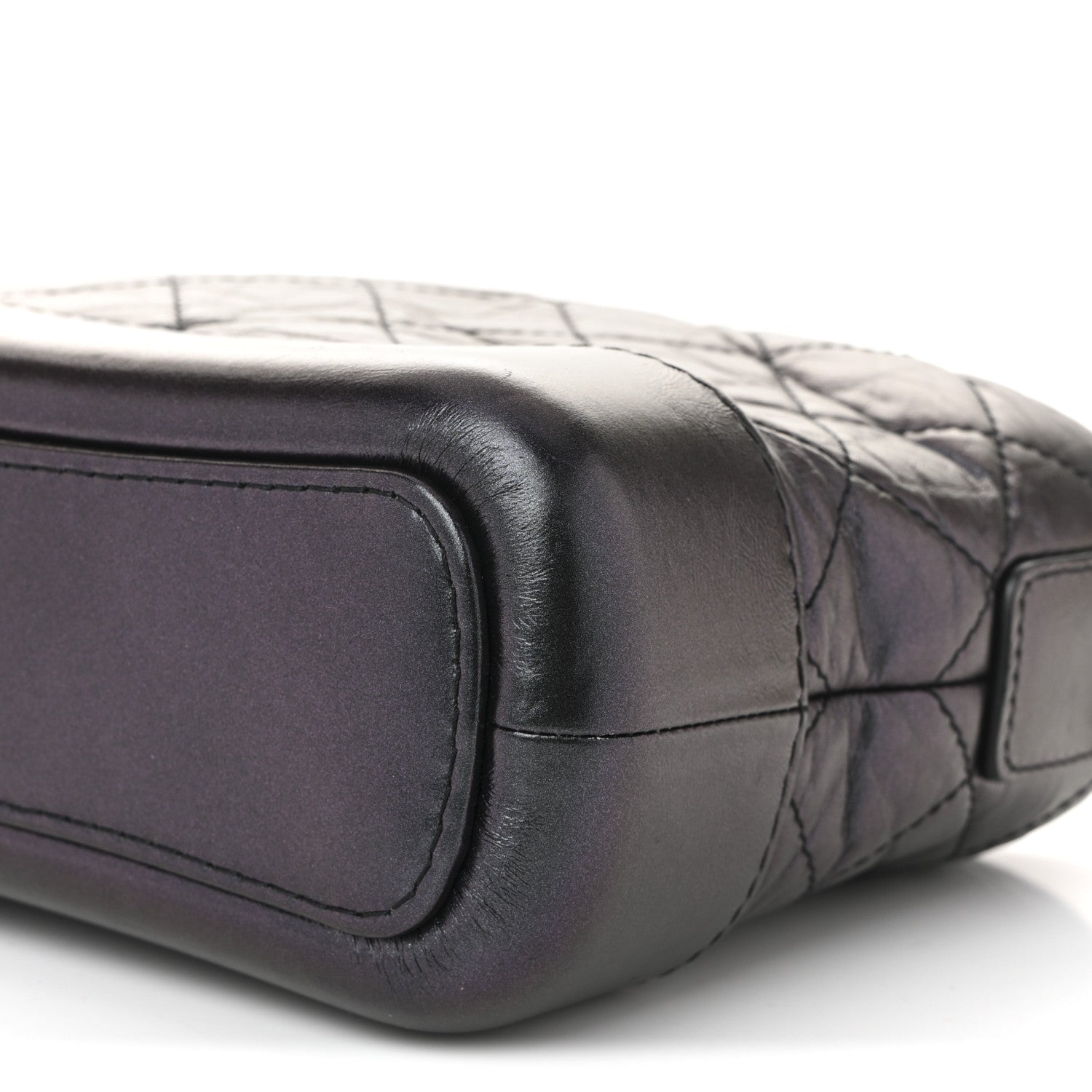 Iridescent Aged Calfskin Quilted Small Gabrielle Hobo Black