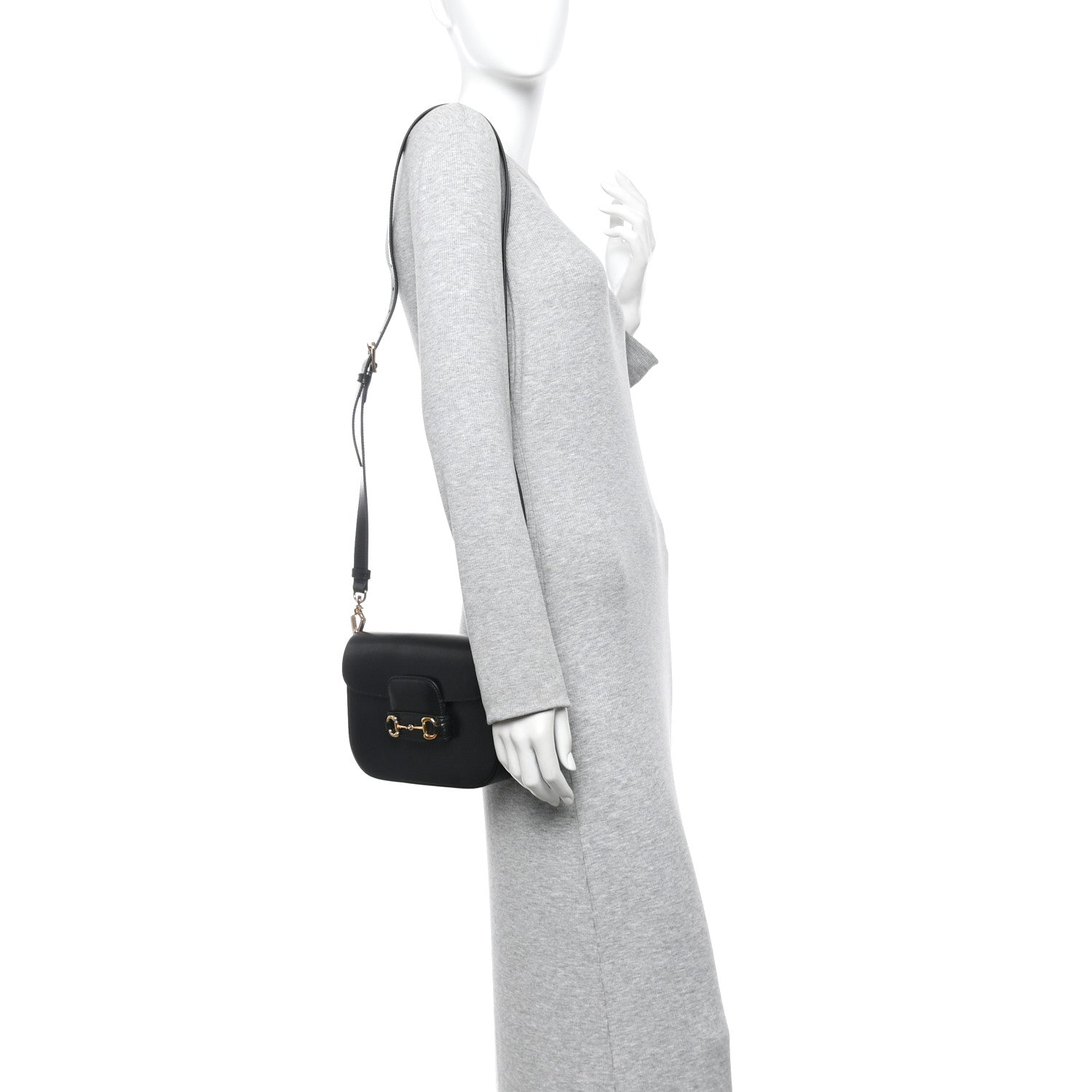 Azalea Calfskin Web Mini Horsebit 1955 Shoulder Bag Black