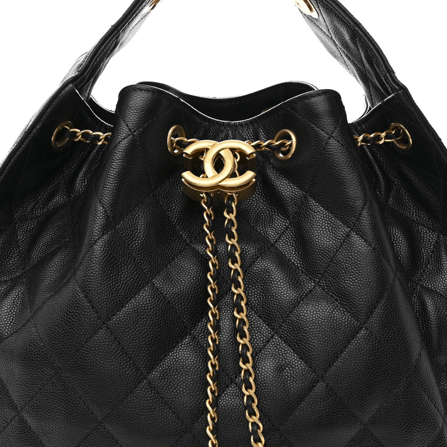 Caviar Quilted Medium Chanel 25 Handbag Black