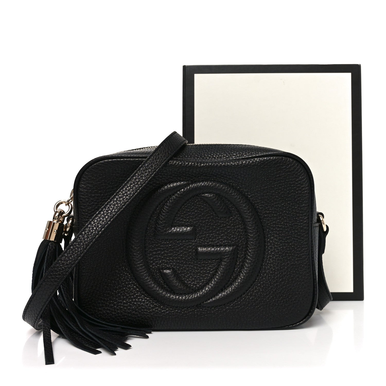 Pebbled Calfskin Small Soho Disco Bag Black