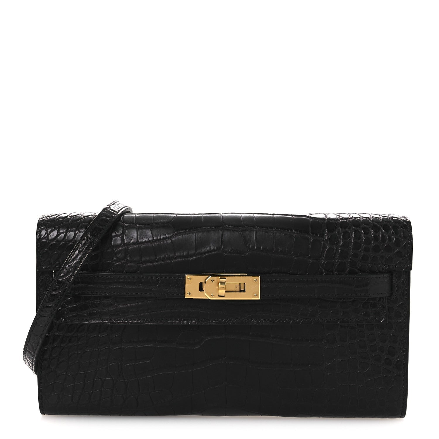 Matte Alligator Kelly Wallet To Go Black