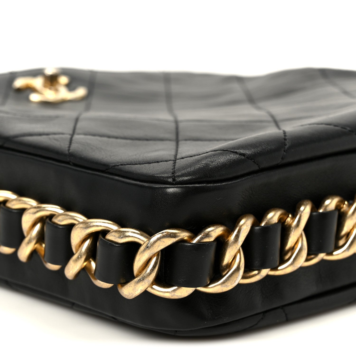 Lambskin Quilted Multi Chain Hobo Black