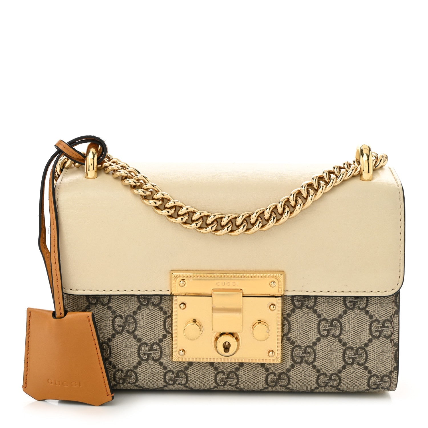 GG Supreme Monogram Calfskin Small Padlock Shoulder Bag Beige Mystic White Sun Oil