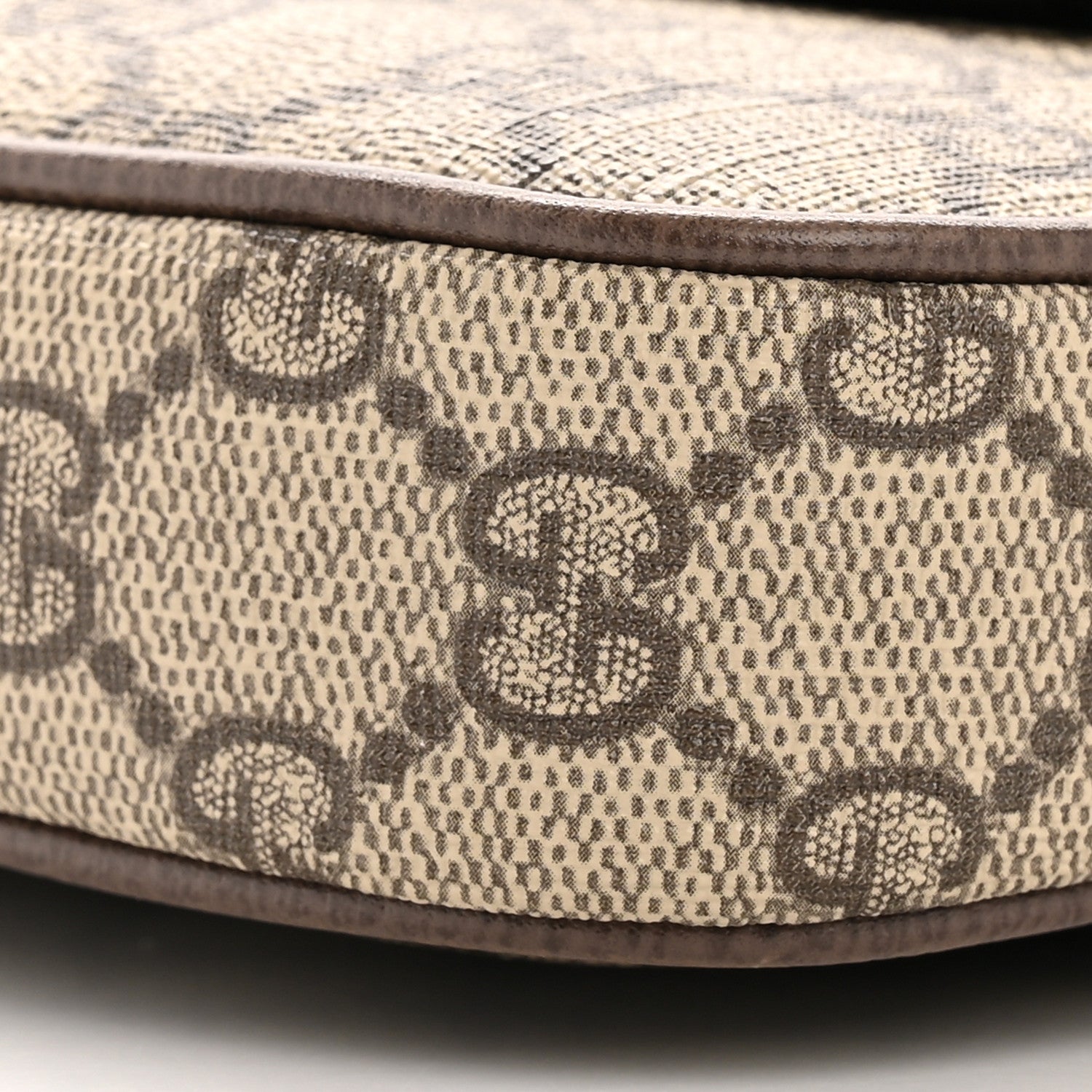 GG Supreme Monogram Textured Dollar Calfskin Web Mini Ophidia Envelope Shoulder Bag Beige Ebony New Acero