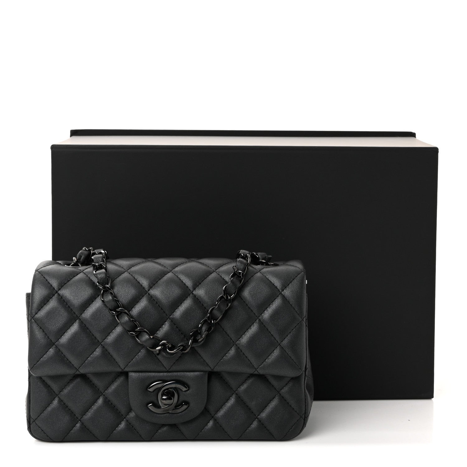 Lambskin Quilted Mini Rectangular Flap So Black