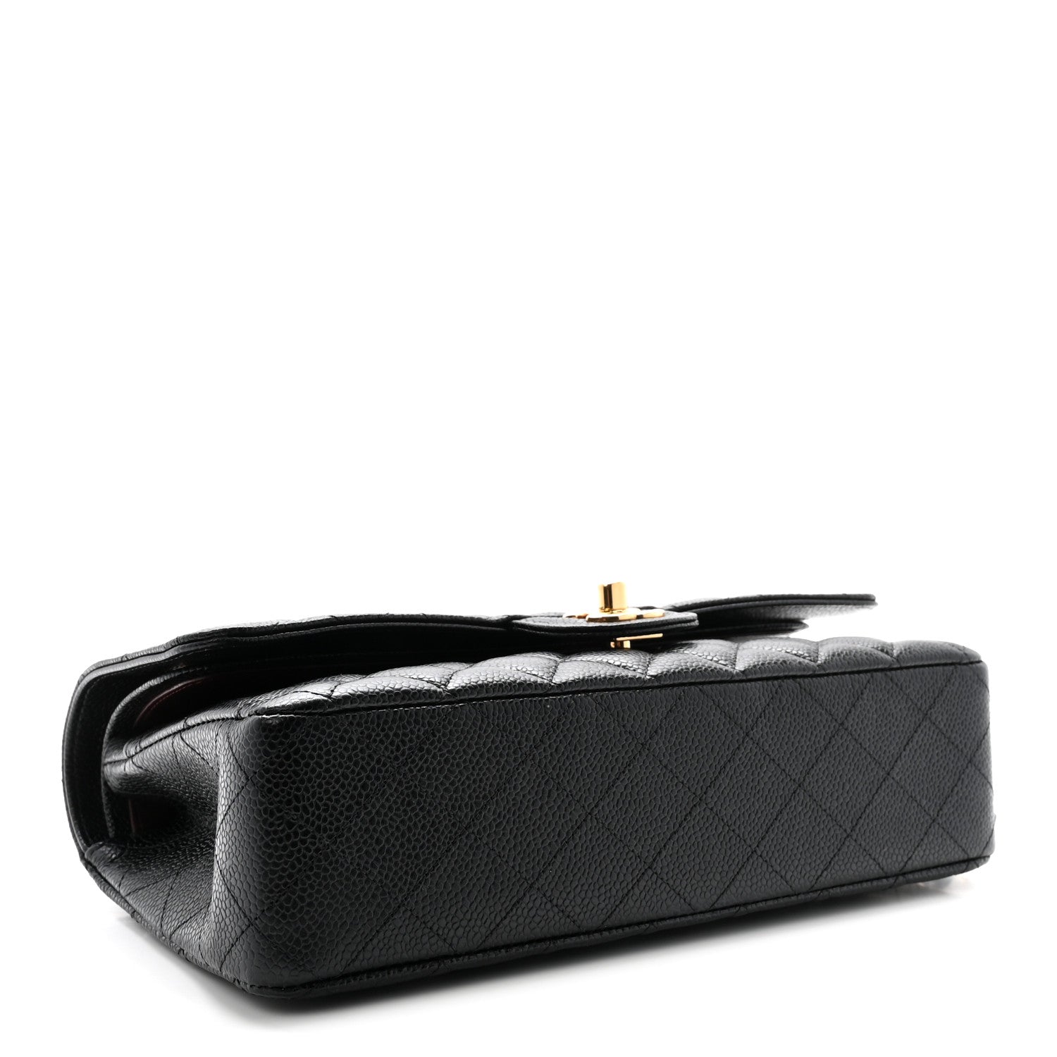 Caviar Quilted Medium Double Flap Black