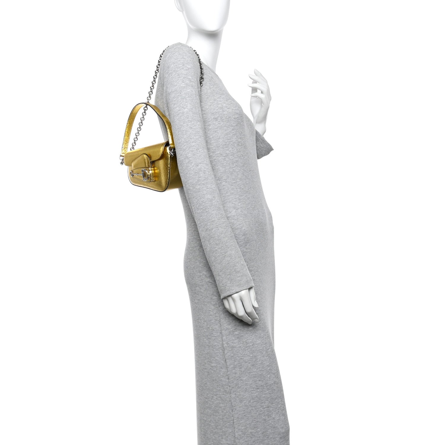 Metallic Calfskin Mini Horsebit 1955 Asymmetric Shoulder Bag Gold