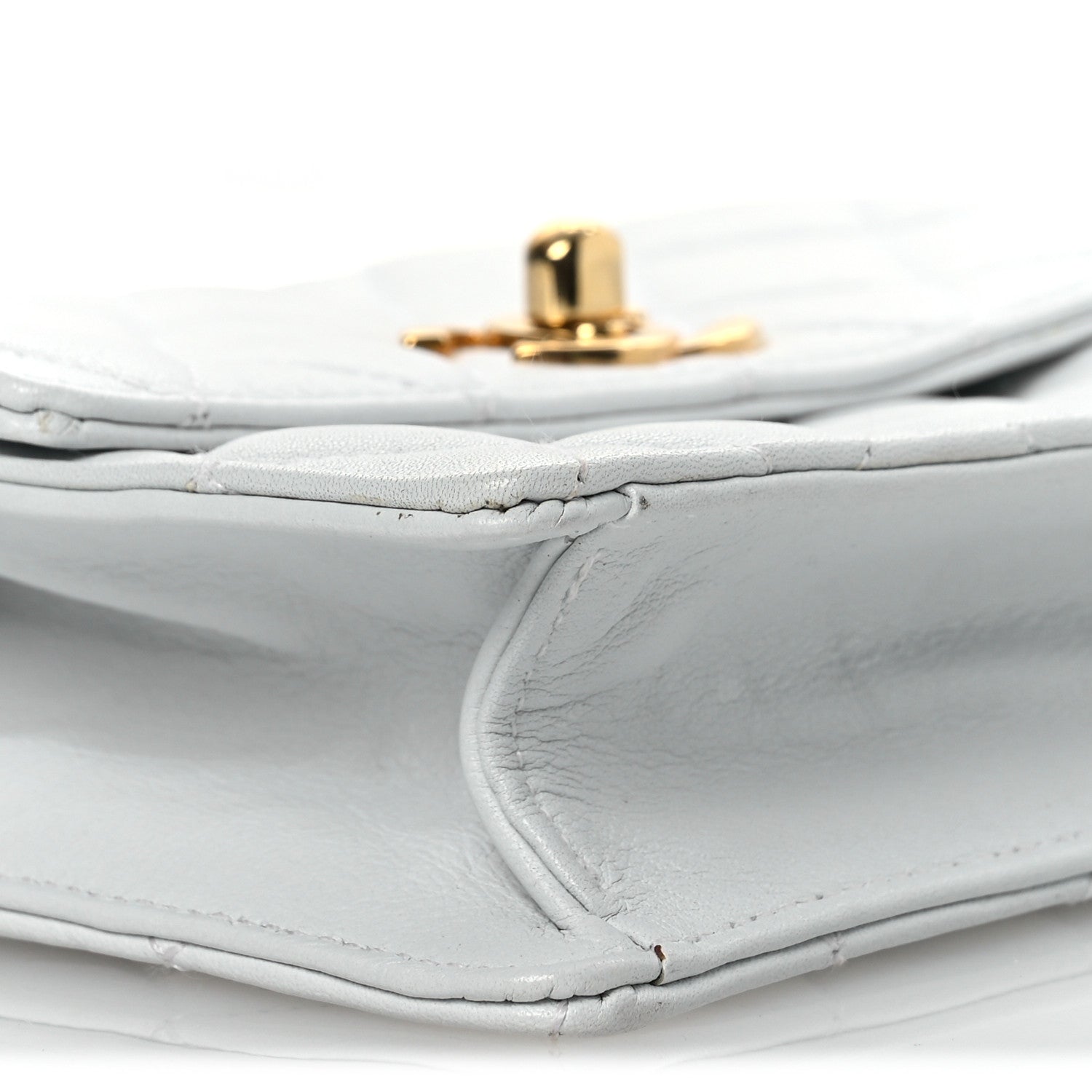 Lambskin Quilted Flap Waist Belt Bag 75 30 White