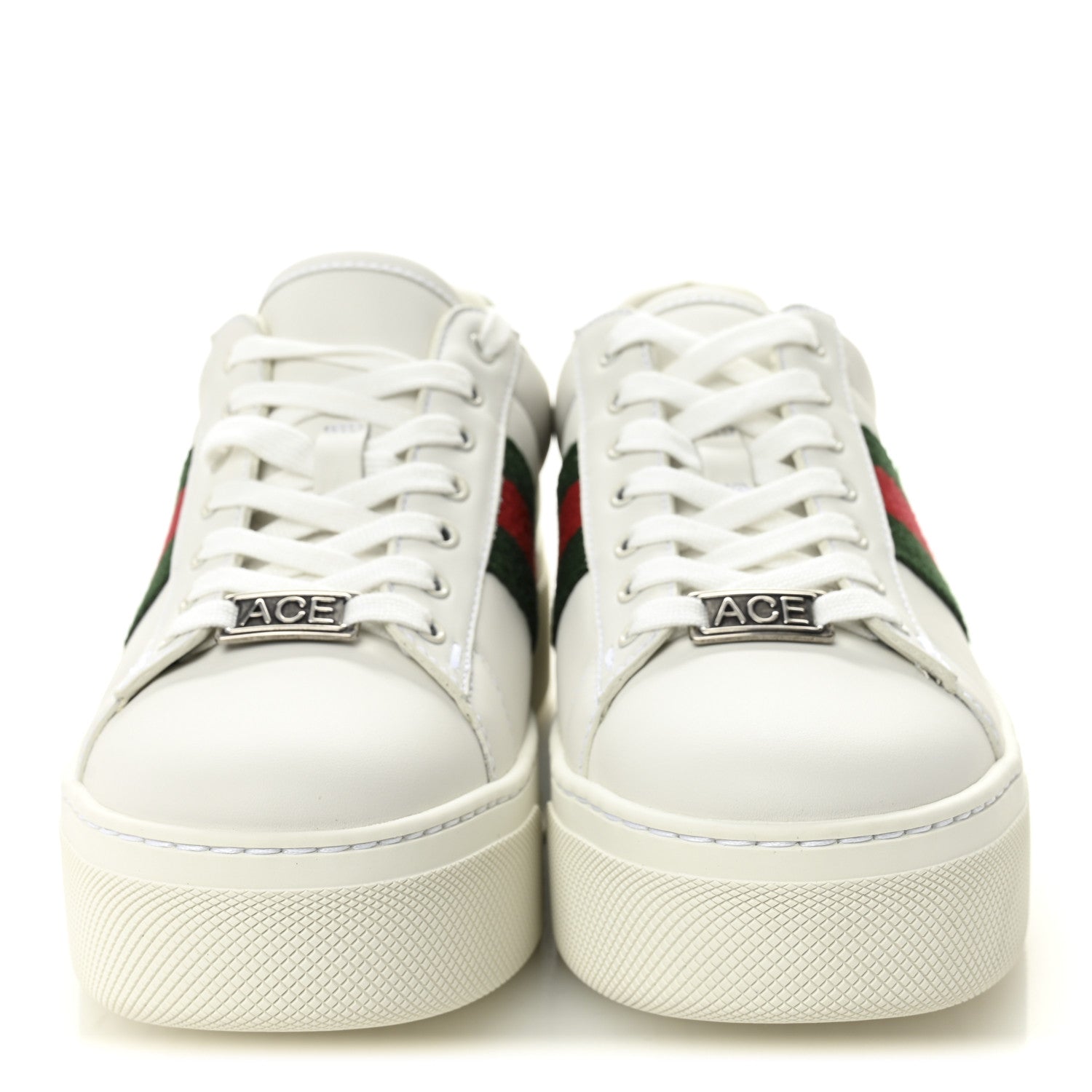 Ultralight Plume Calfskin Web Womens Ace Platform Sneakers 35.5 White