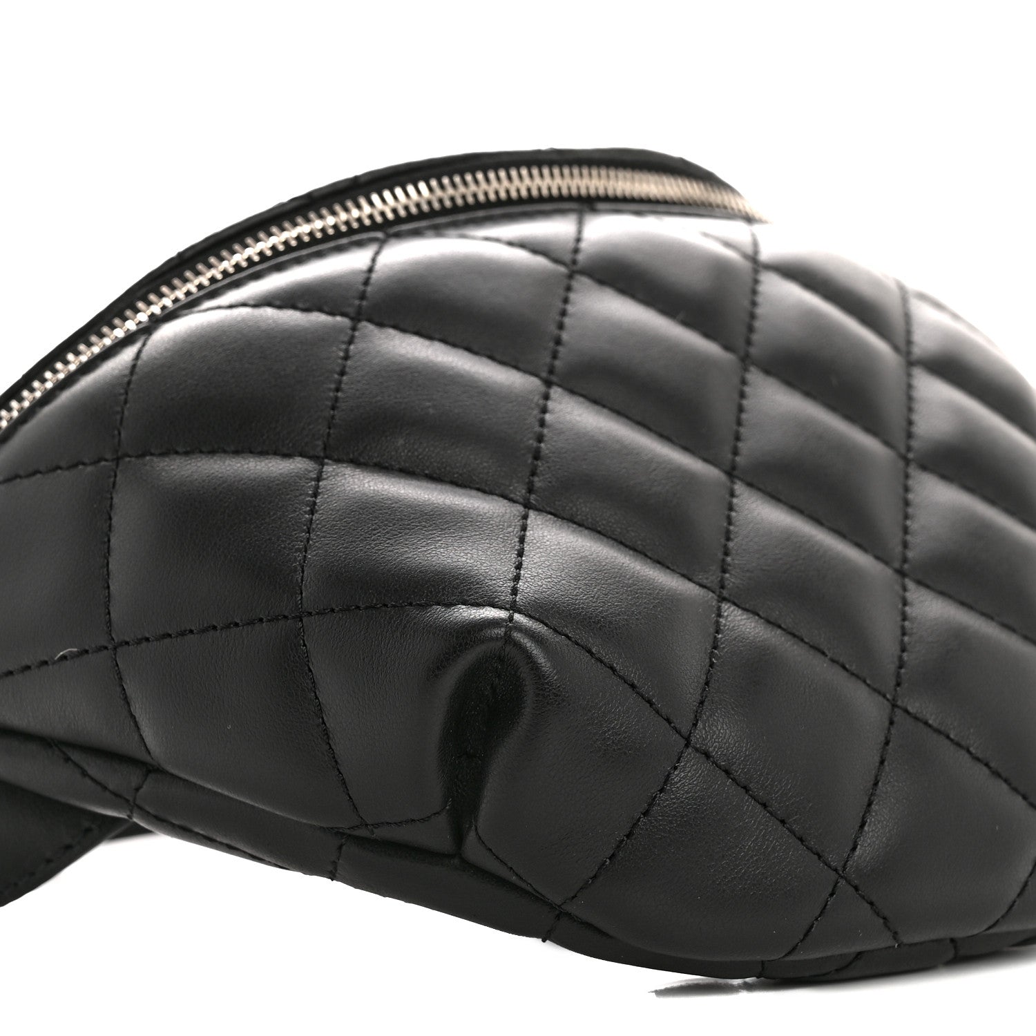 Calfskin Quilted Uniform Waist Belt Bag Black