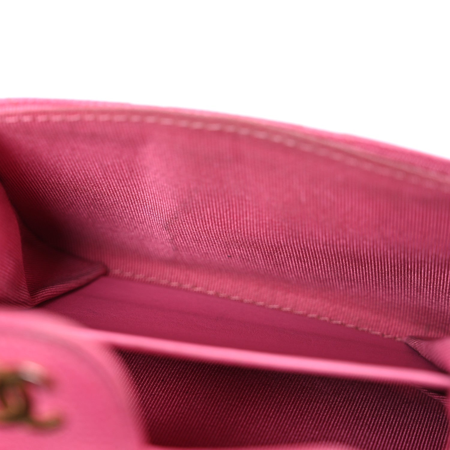 Caviar Quilted Flap Card Holder Wallet Dark Pink
