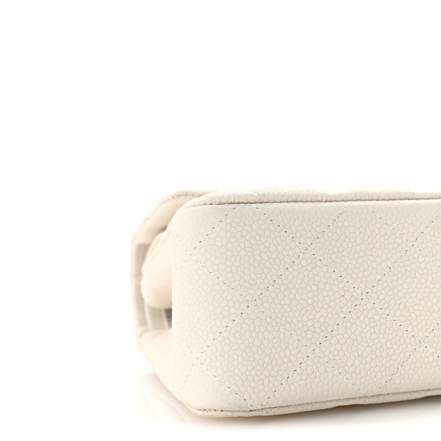Iridescent Caviar Quilted Medium Double Flap Off White