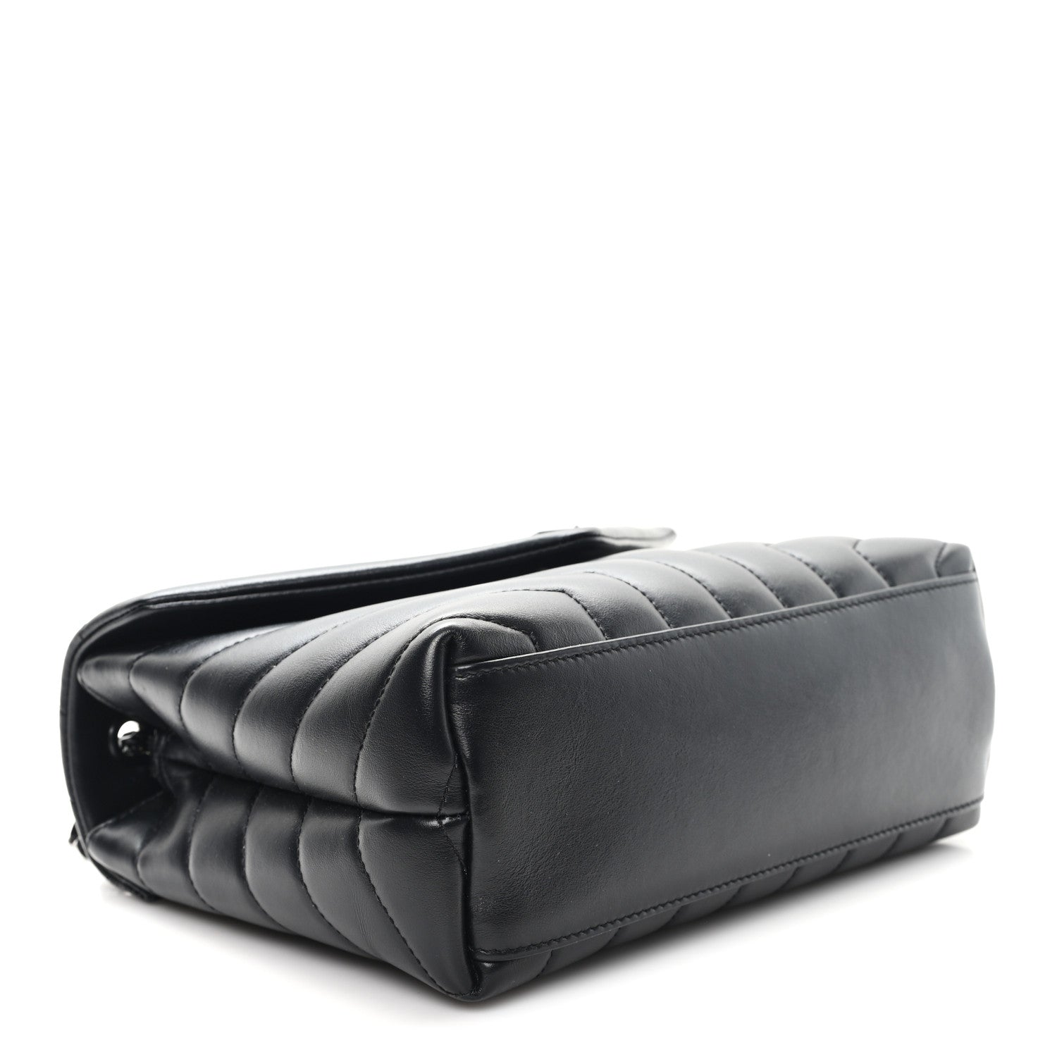 Calfskin Y Quilted Monogram Monochrome Small Loulou Chain Satchel Black
