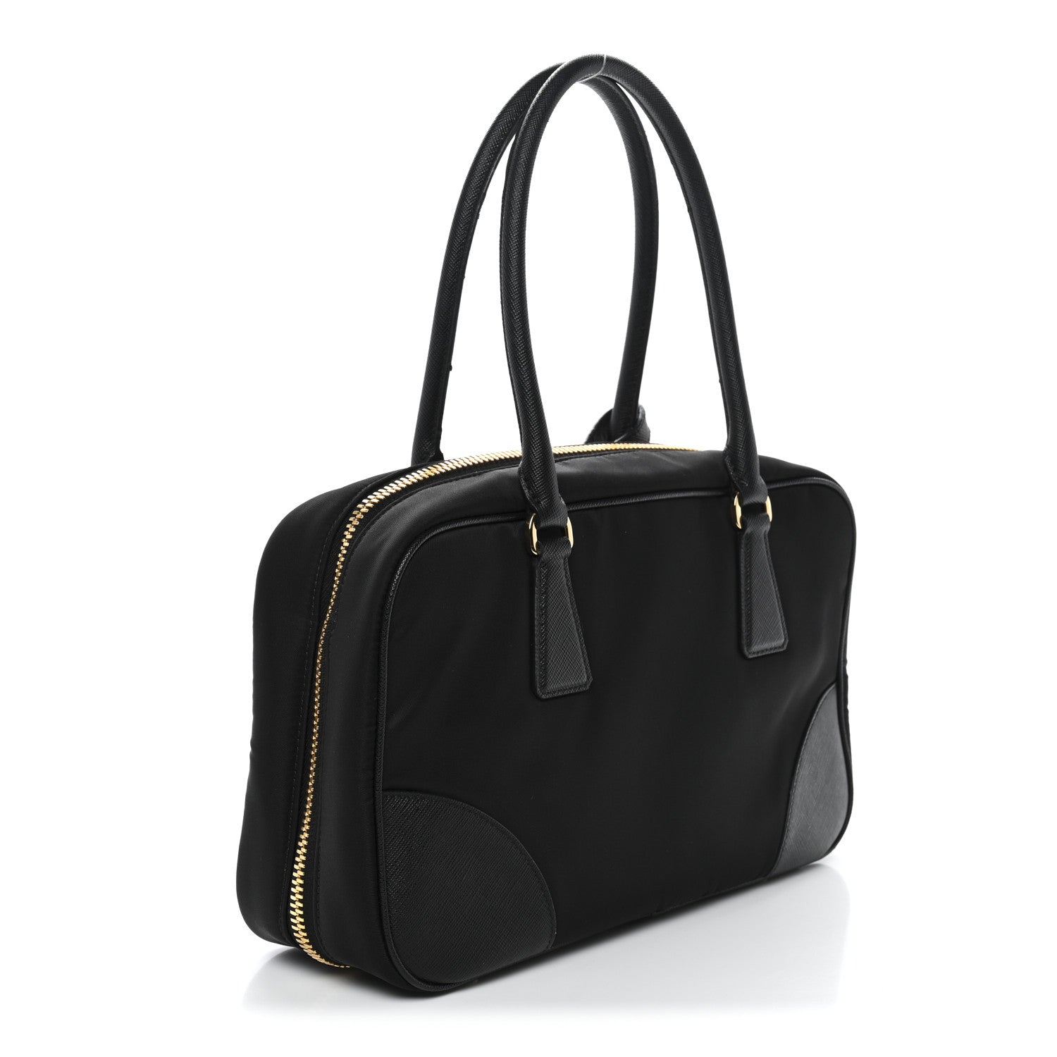 Re-Nylon Saffiano Medium Re-Edition 1978 Two Handle Bag Black