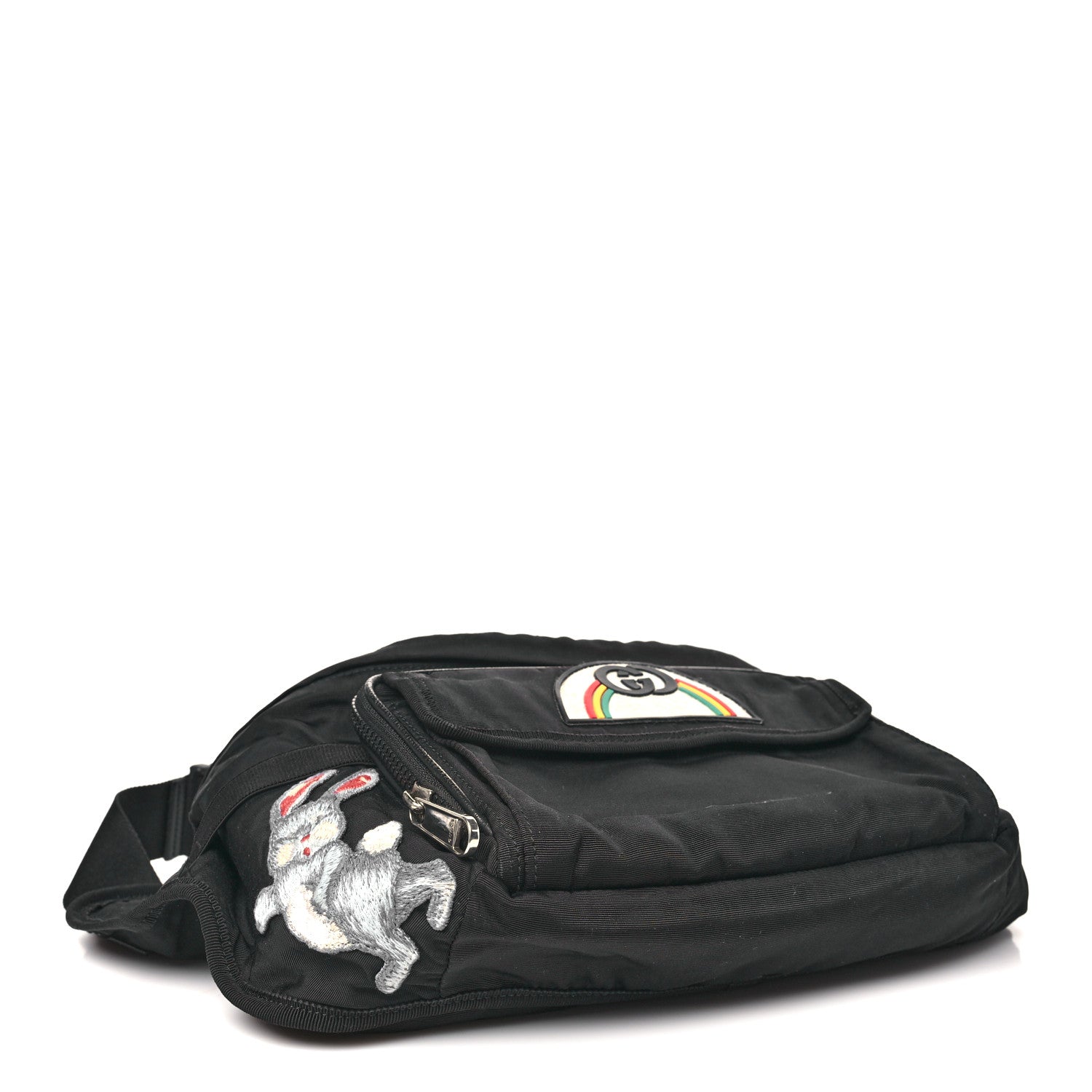 Nylon Retro Patch Convertible Belt Bag Black