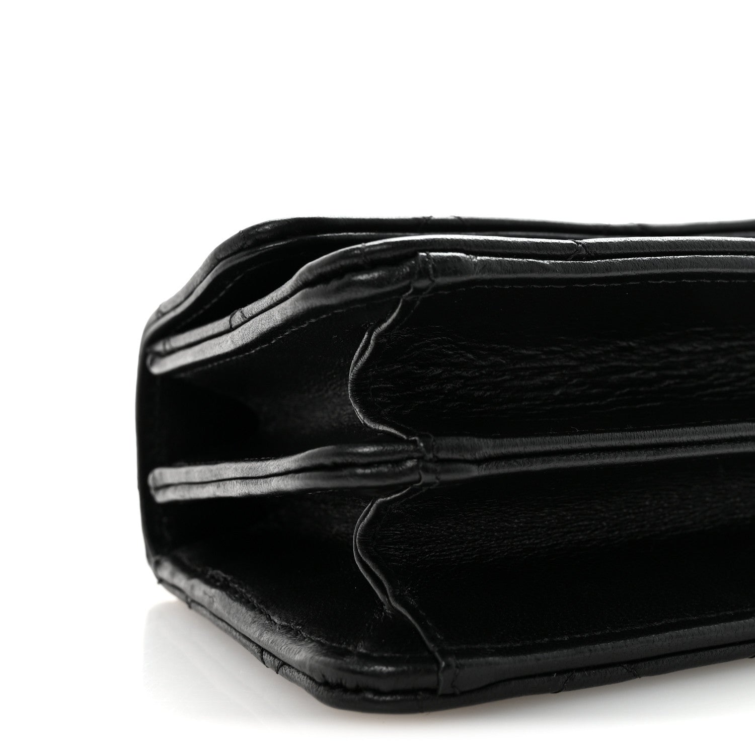 Lambskin Quilted Chain Top Handle Clutch With Chain Black