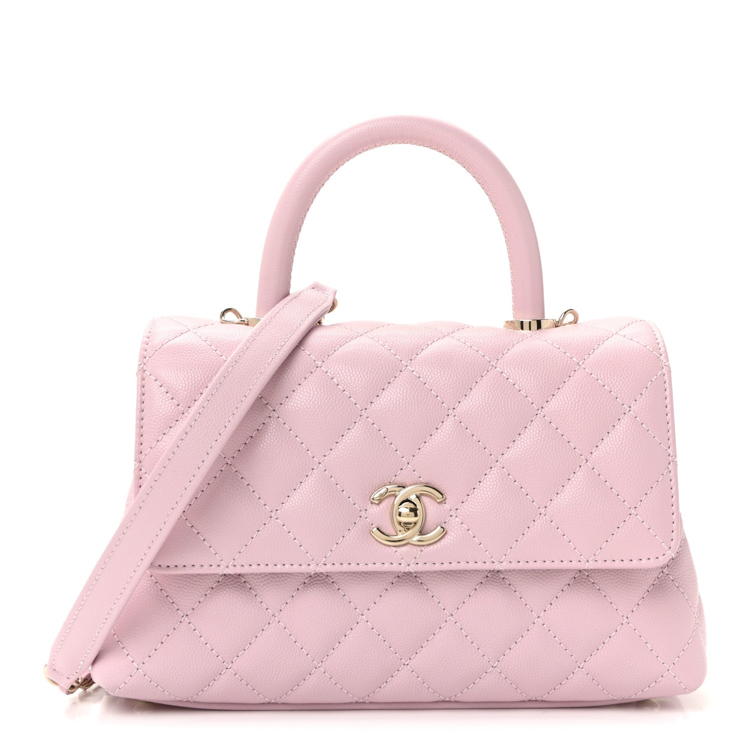 Caviar Quilted Mini Coco Handle Flap Light Pink