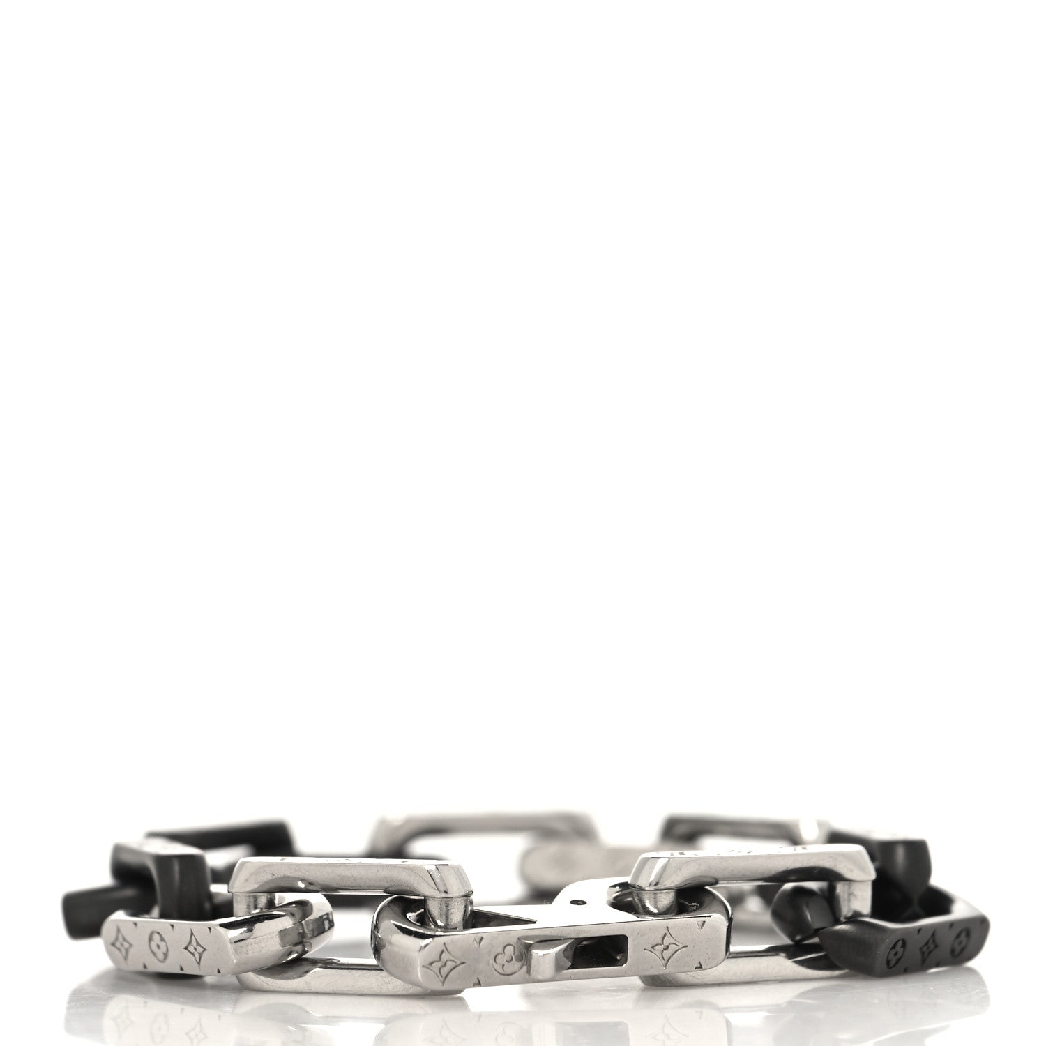 Metal Monogram Chain Bracelet Silver Black