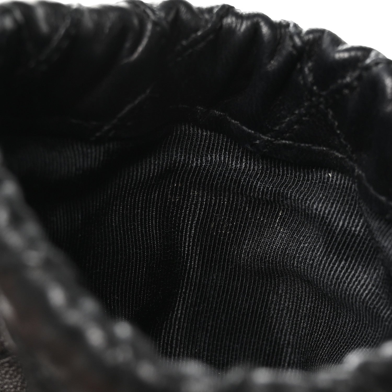 Calfskin Quilted Drawstring Pouch Black