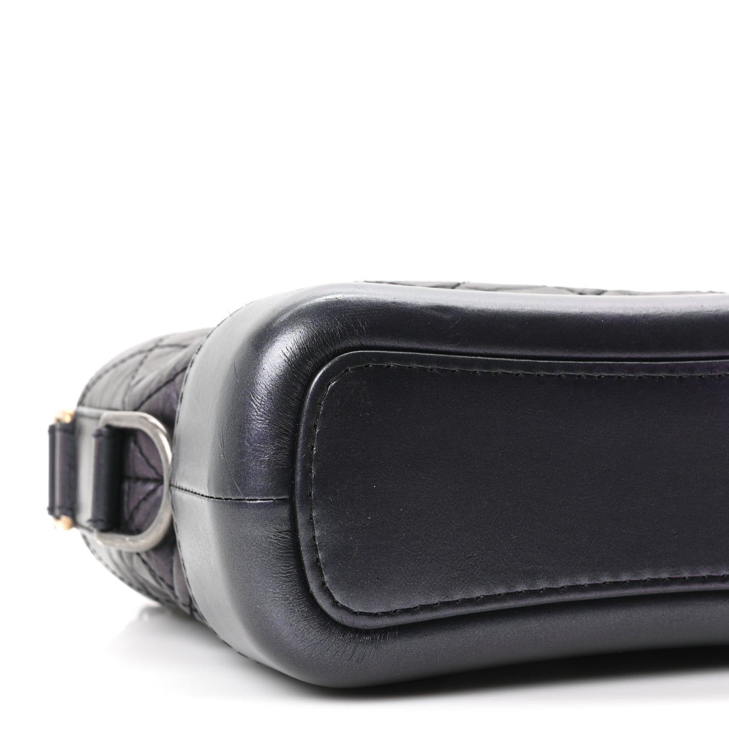 Iridescent Aged Calfskin Quilted Small Gabrielle Hobo Black