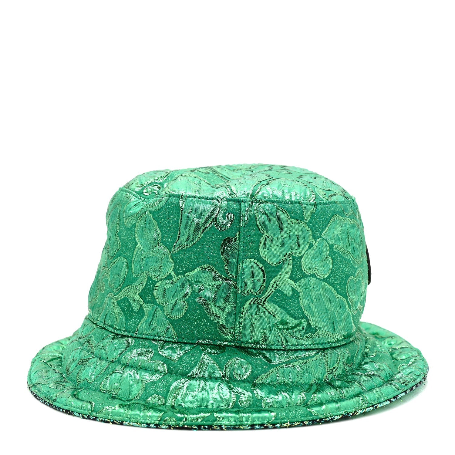 Canvas Lame GG Monogram Reversible Bucket Hat L Green