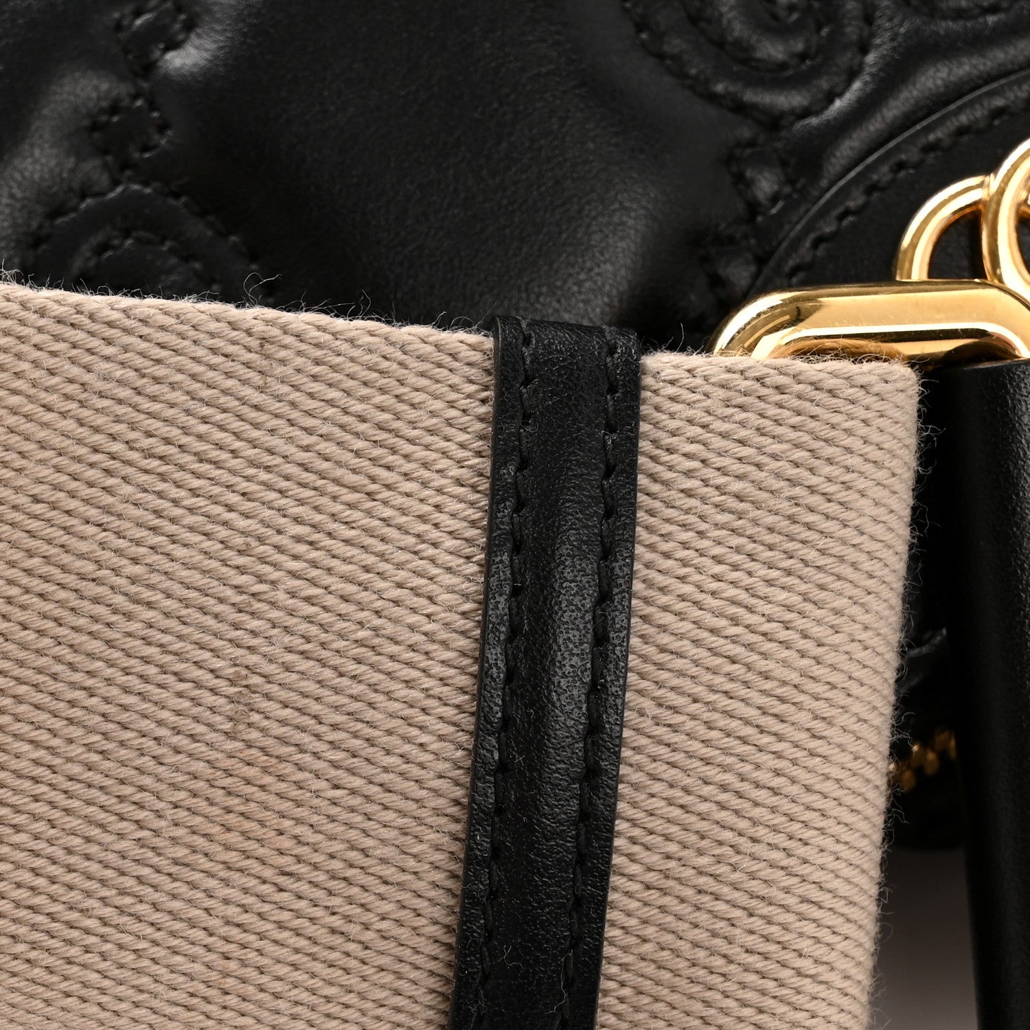Calfskin GG Matelasse Chain Handbag Black Natural