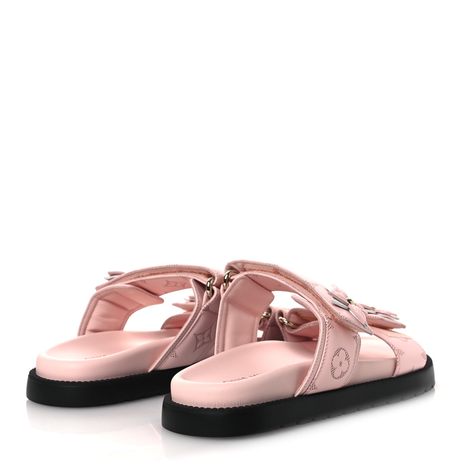 Lambskin Embossed Monogram Sunset Comfort Flat Sandals 38 Pink