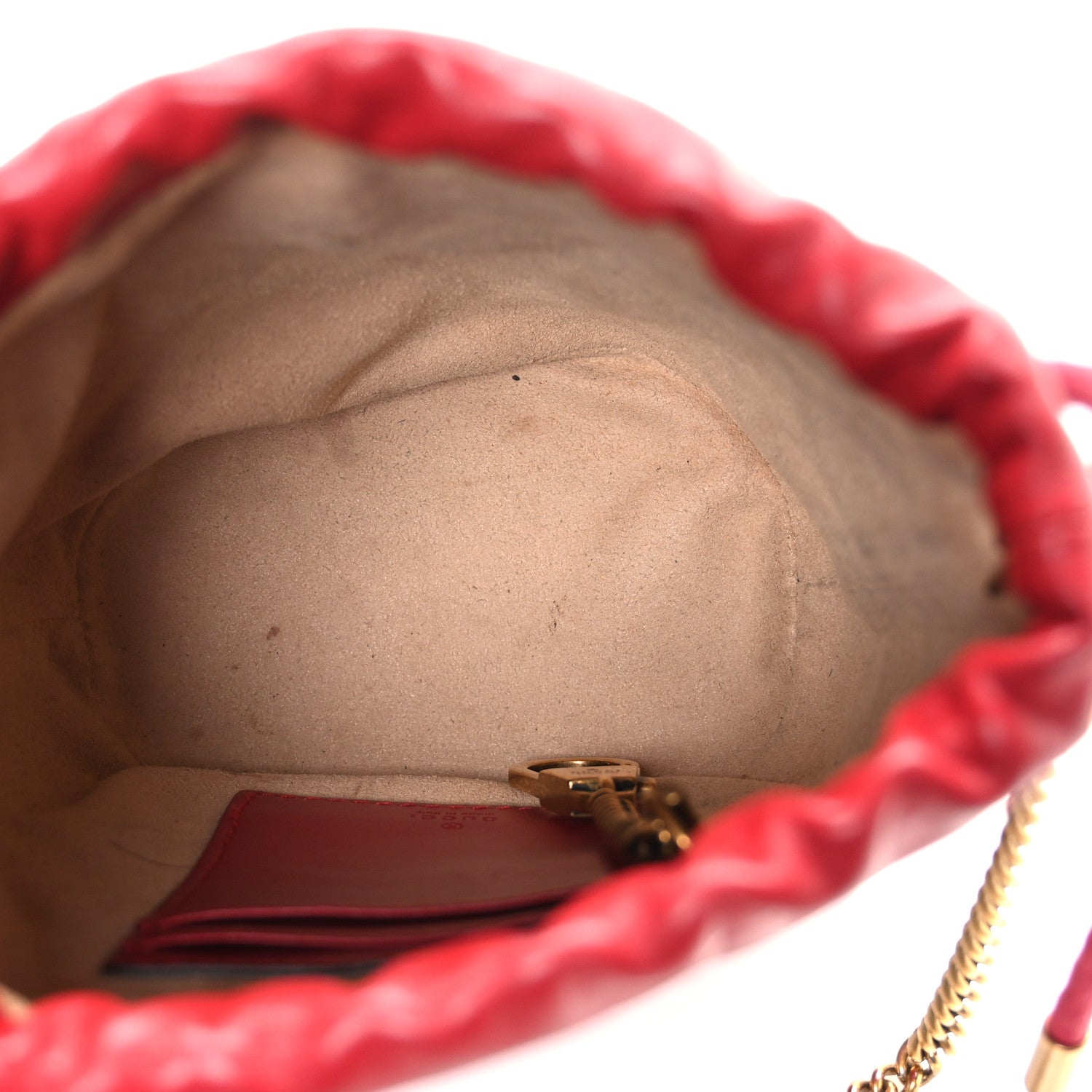 Calfskin Matelasse Mini GG Marmont 2.0 Bucket Bag Hibiscus Red