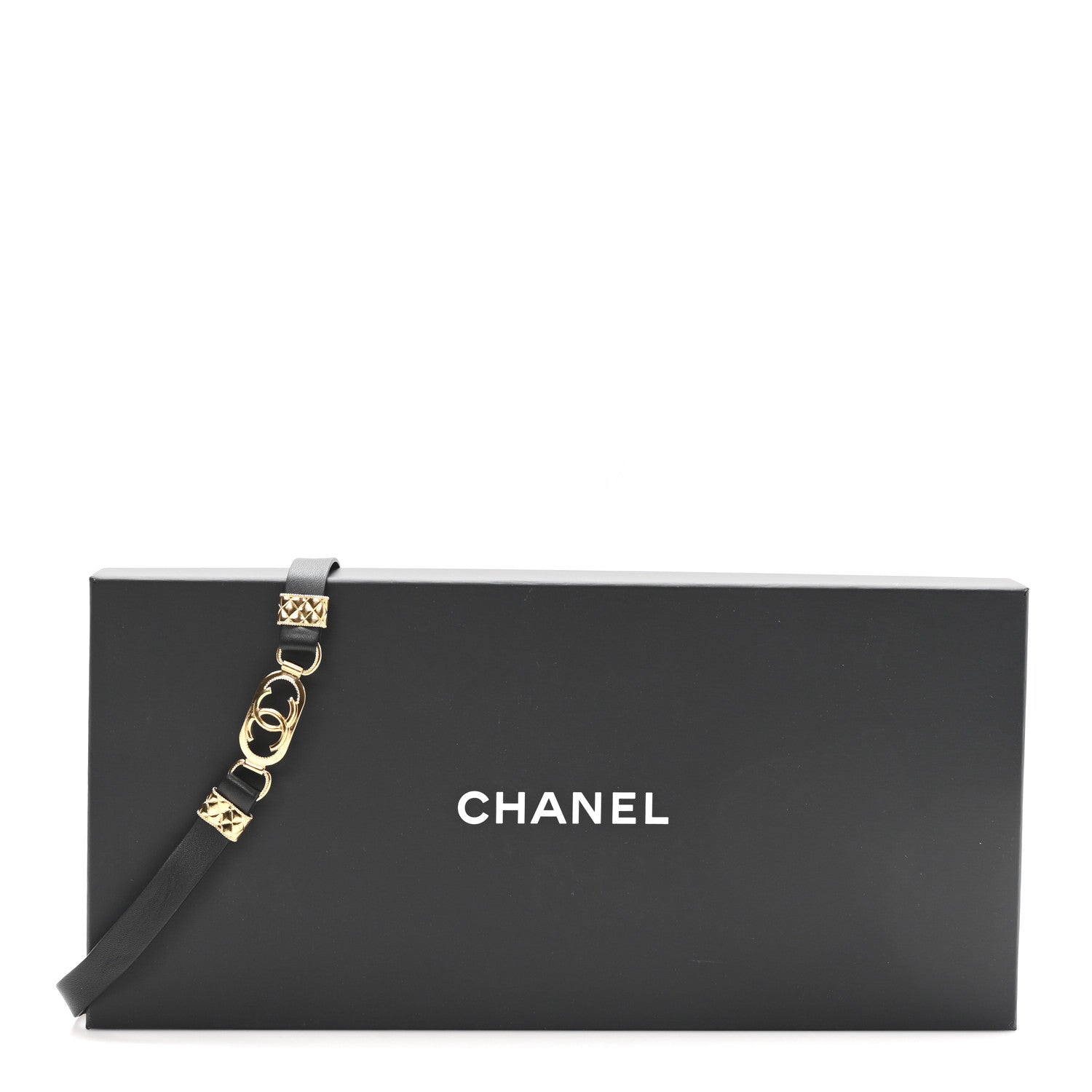 Lambskin CC Metal Double Wrap Belt Black