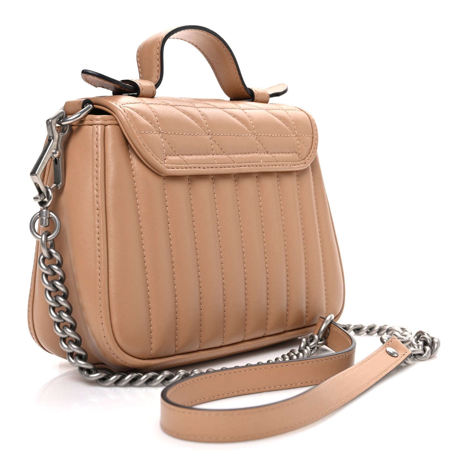Calfskin Matelasse Aria Mini GG Marmont Top Handle Shoulder Bag Camelia