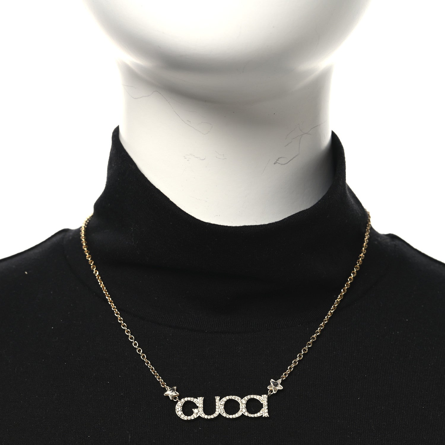Crystal Script Necklace Gold