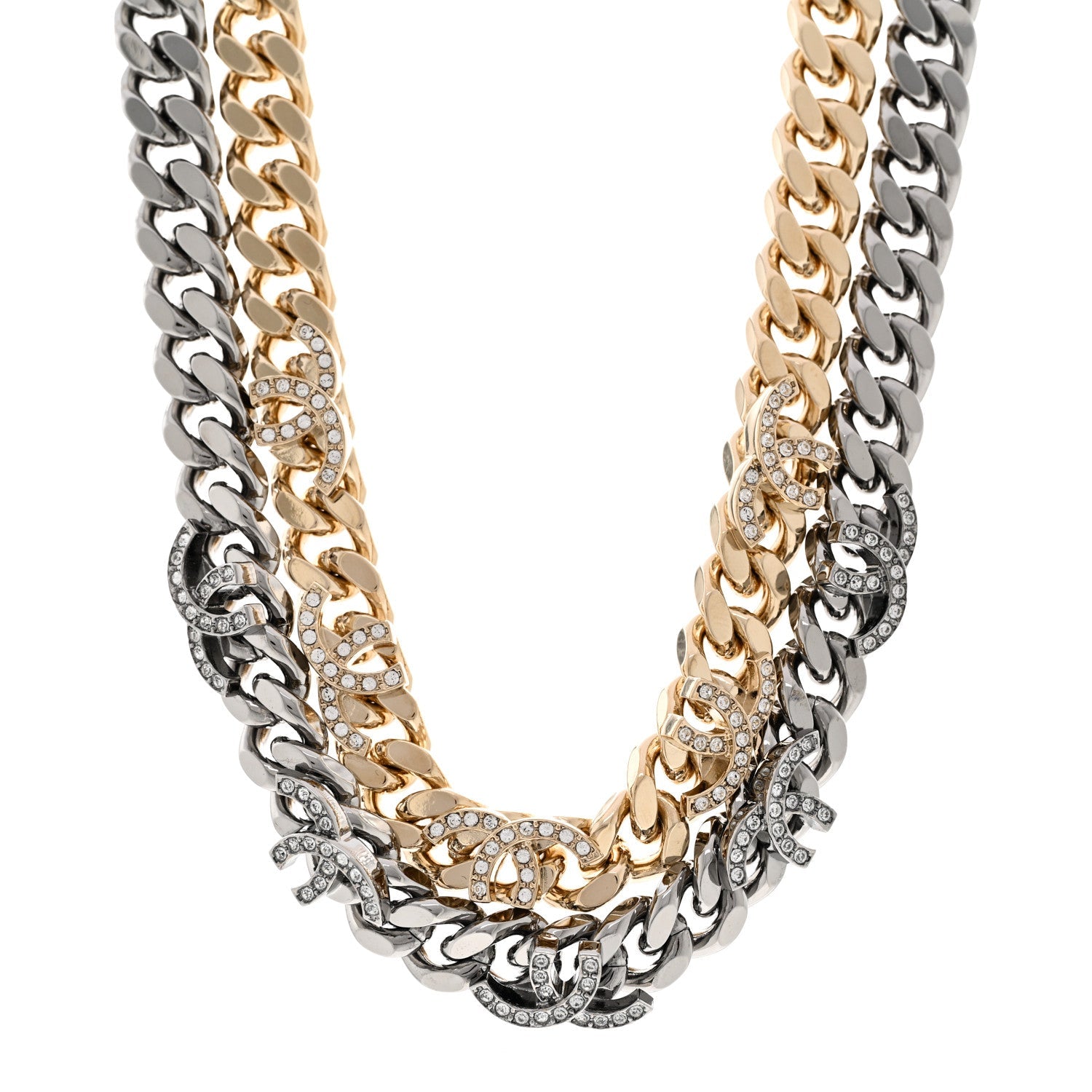 Crystal Chain CC Link Choker Gold Ruthenium