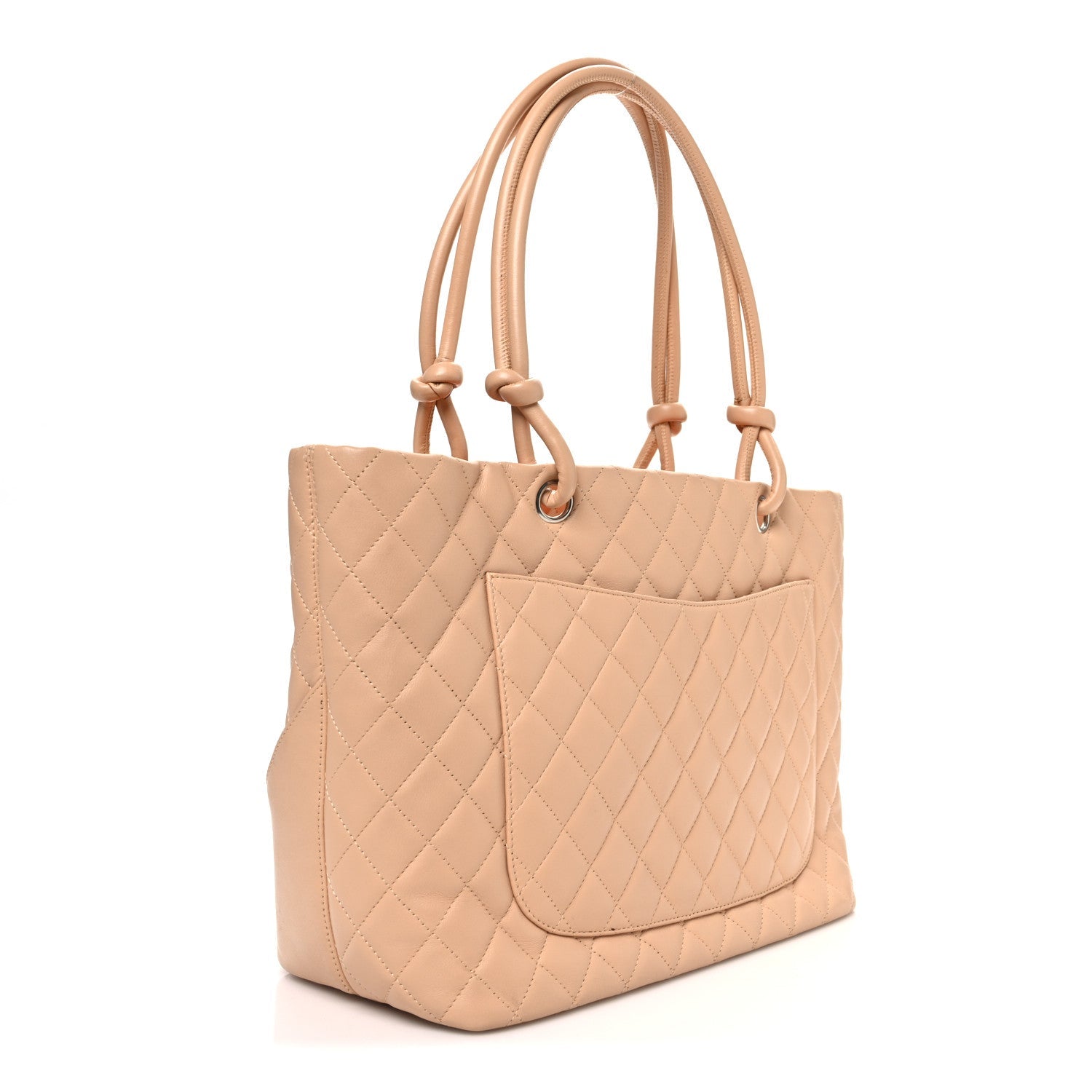 Calfskin Quilted Large Cambon Tote Beige