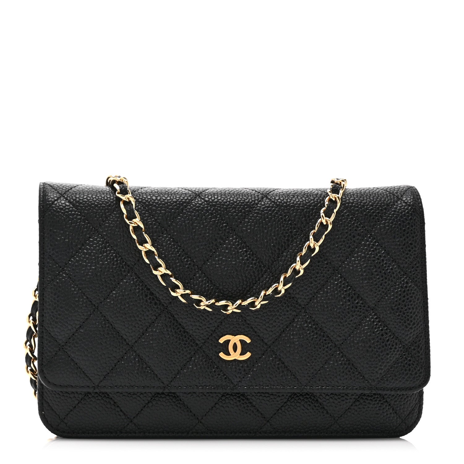 Caviar Quilted Wallet on Chain WOC Black