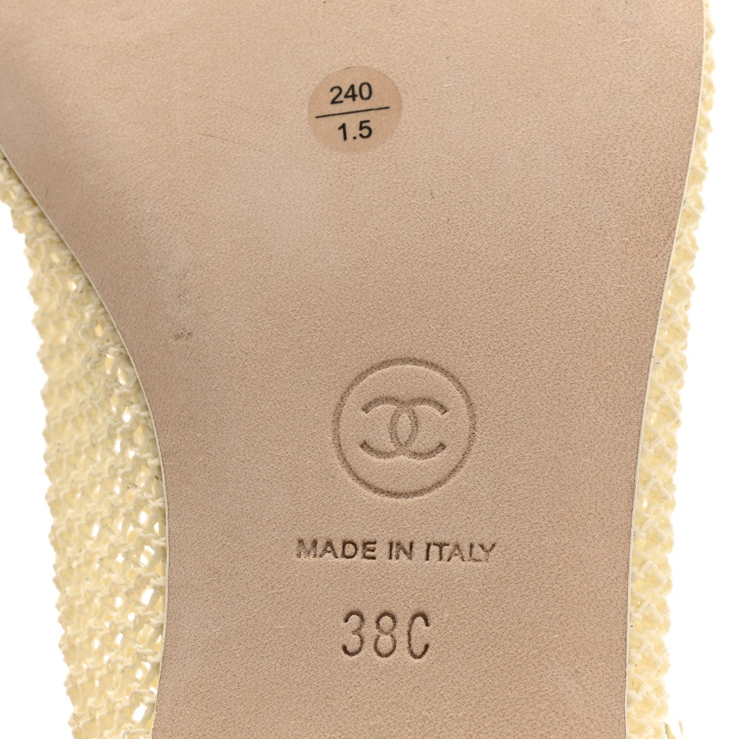 Crochet Lambskin Cap Toe Mary Jane Flats 38 Natural Beige Black