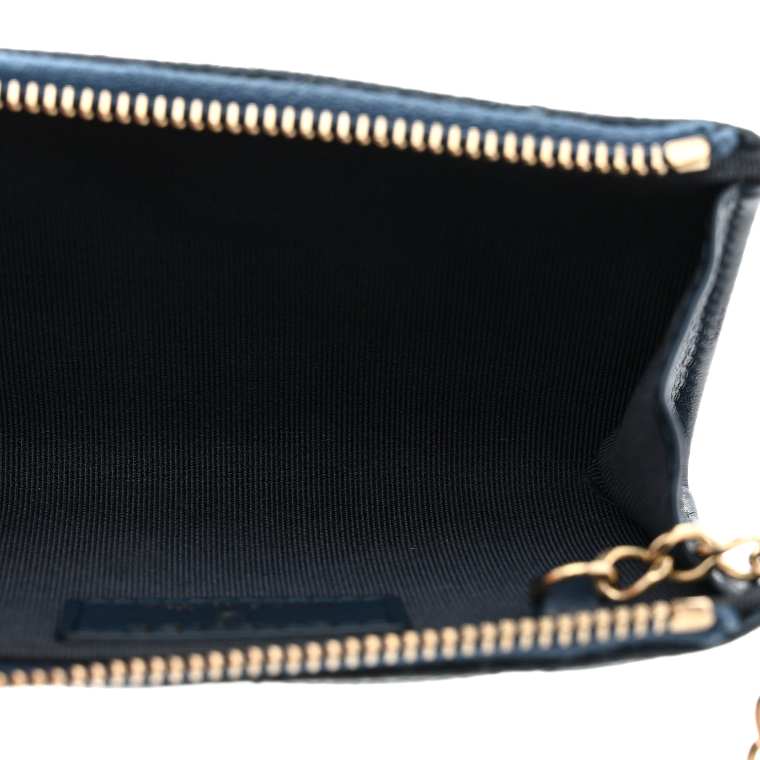 Caviar Quilted Zipped Key Holder Case Dark Blue