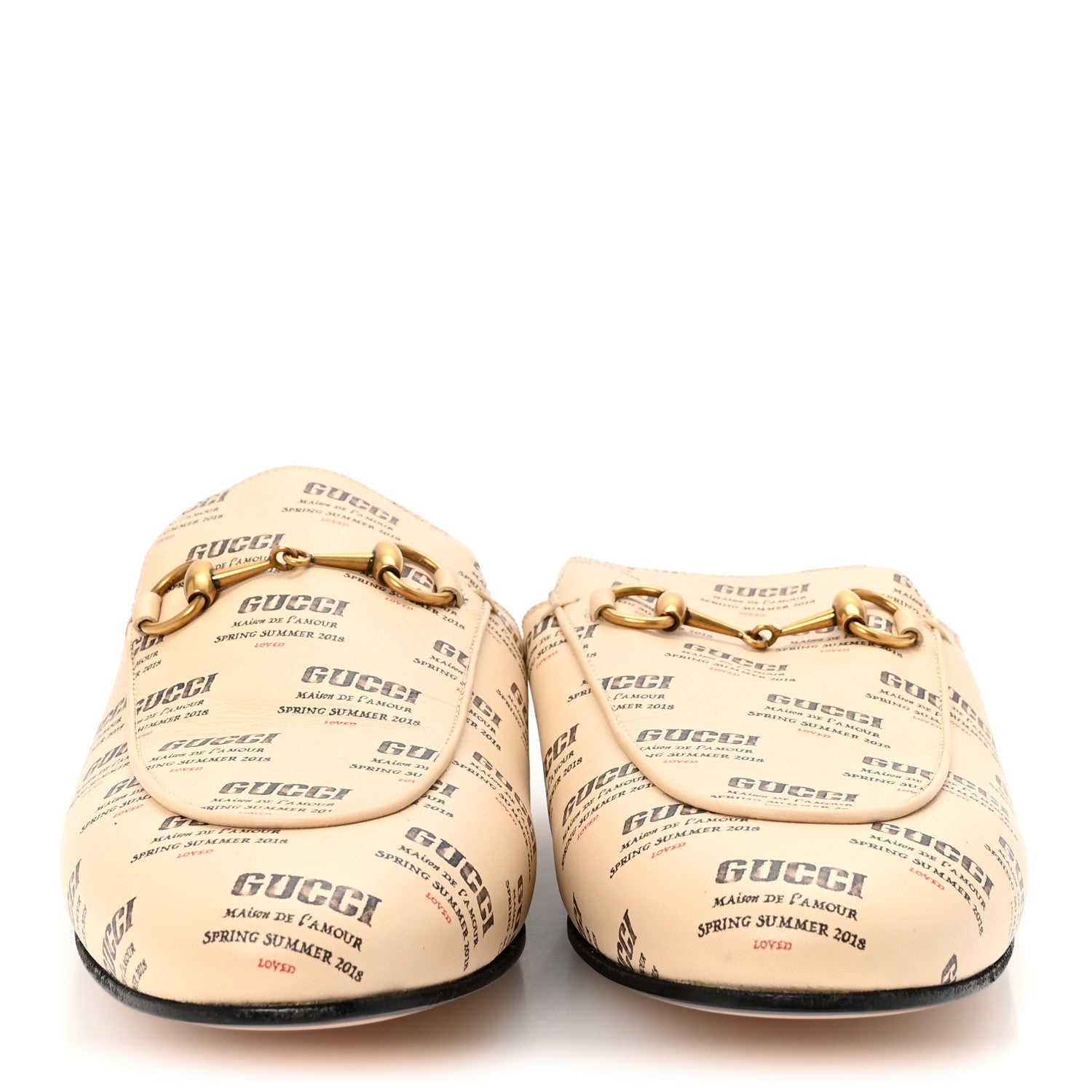 Calfskin Stamp Print Womens Princetown Slippers 40 Soy Black