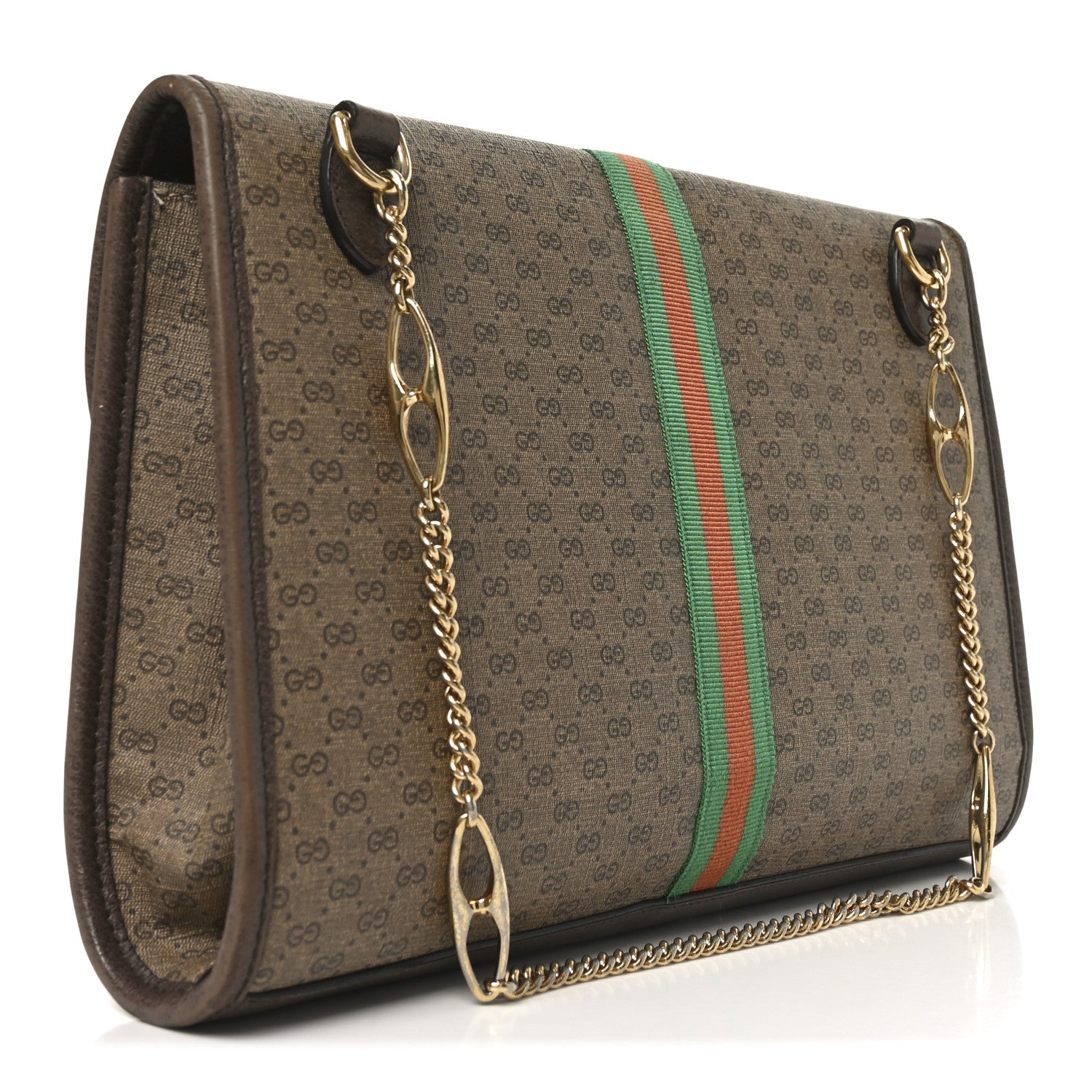 Mini Vintage GG Supreme Monogram Web Medium Rajah Slim Flap Shoulder Bag Beige New Acero