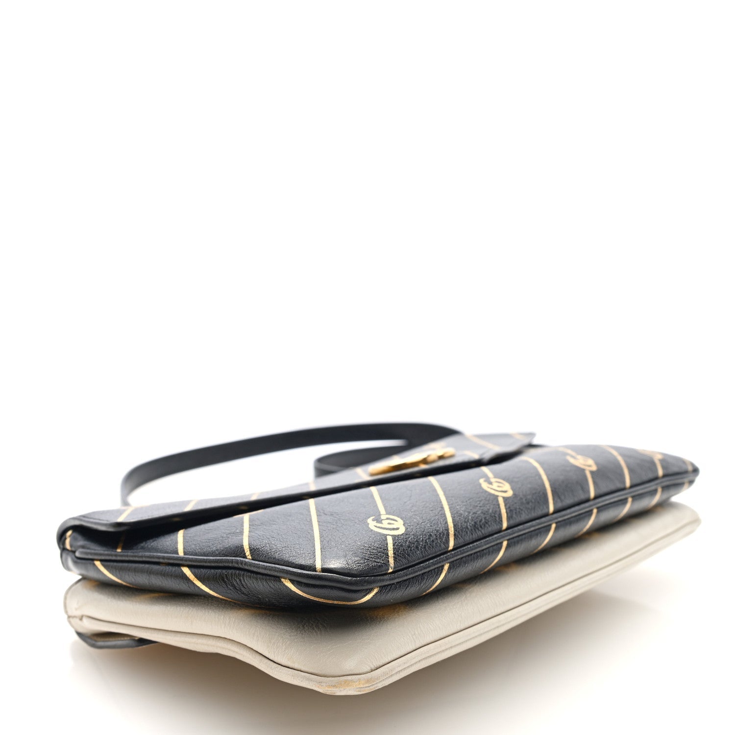 Calfskin Diagonal GG Medium Thiara Double Envelope Shoulder Bag Black White
