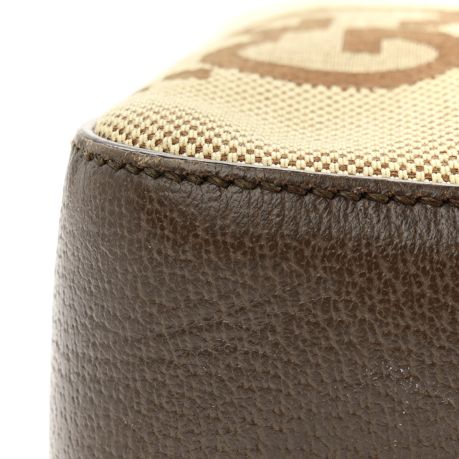 Monogram Jumbo GG Textured Dollar Calfskin Web Messenger Shoulder Bag Camel Ebony New Acero