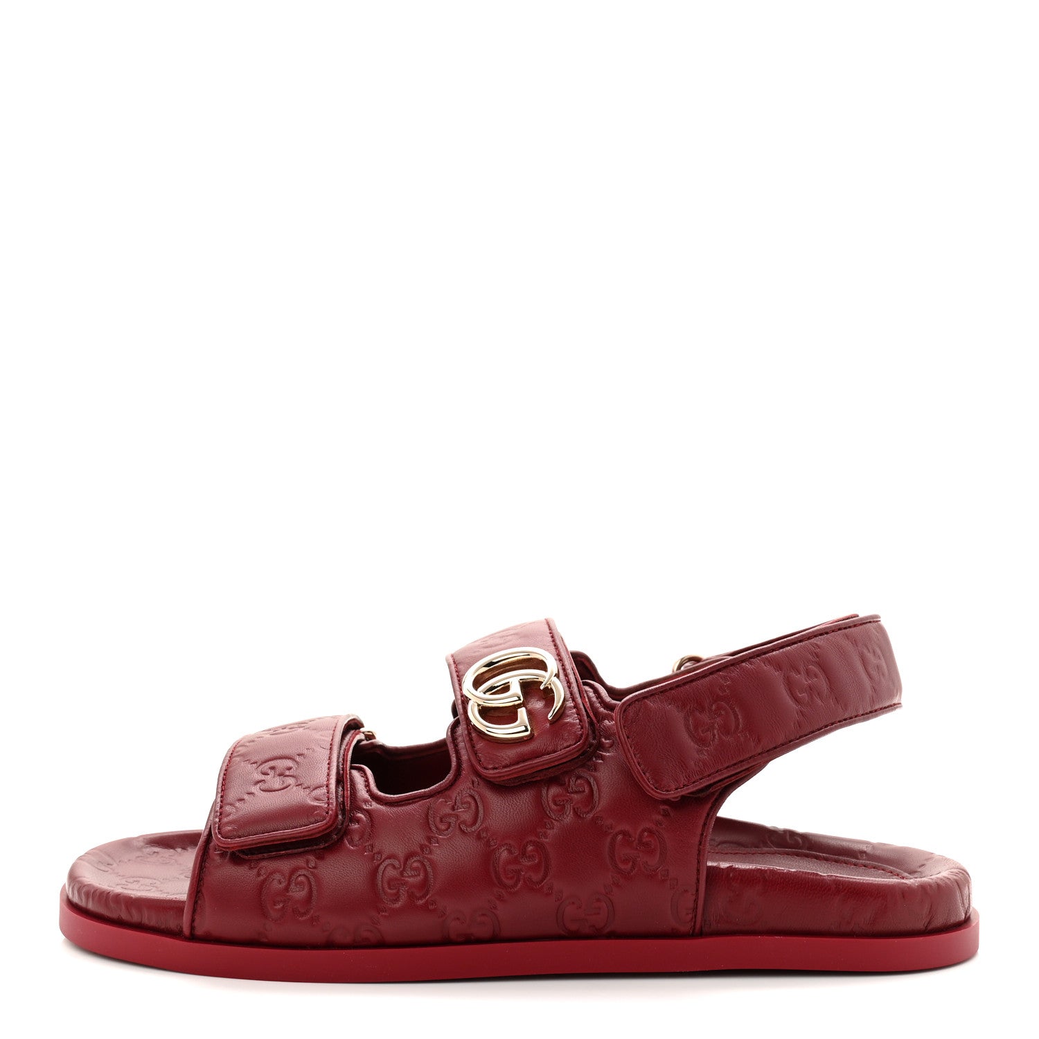 Guccissima GG Embossed Womens Sandals 39.5 Rosso Ancora