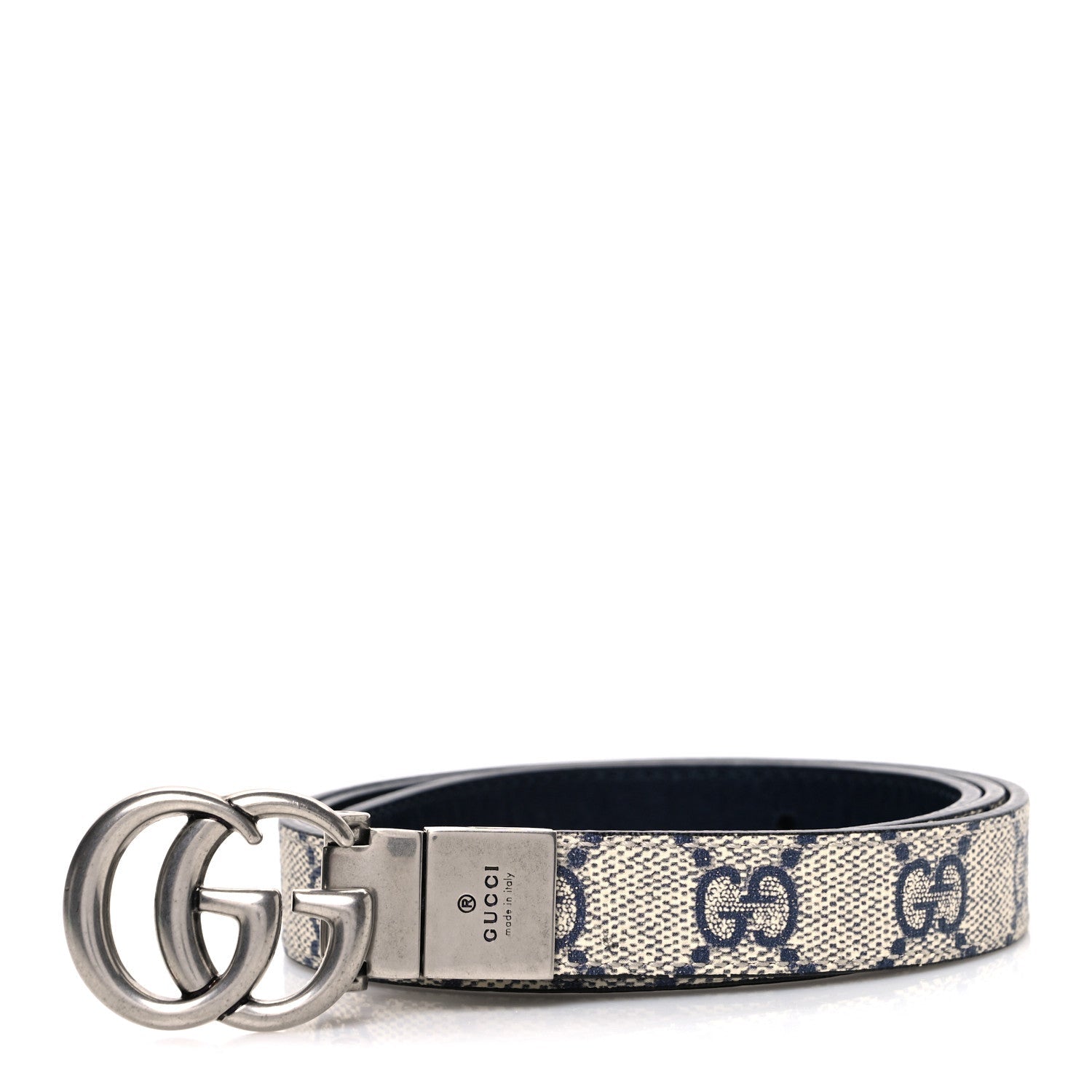 Calfskin GG Supreme Monogram Double G Reversible 20mm Belt  80 32 Beige Ebony Black