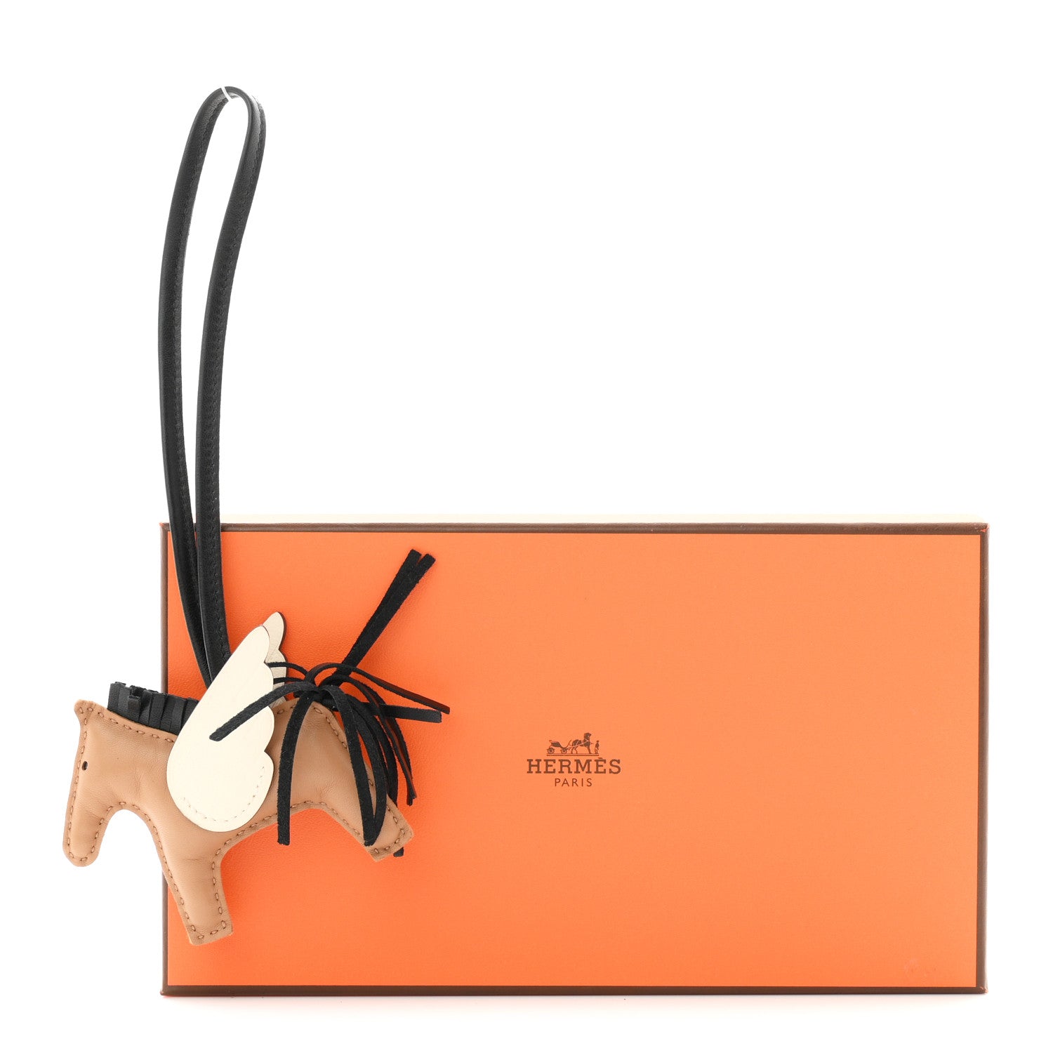 Milo Lambskin Grigri Rodeo Pegase Horse Bag Charm PM Sesame Black Nata