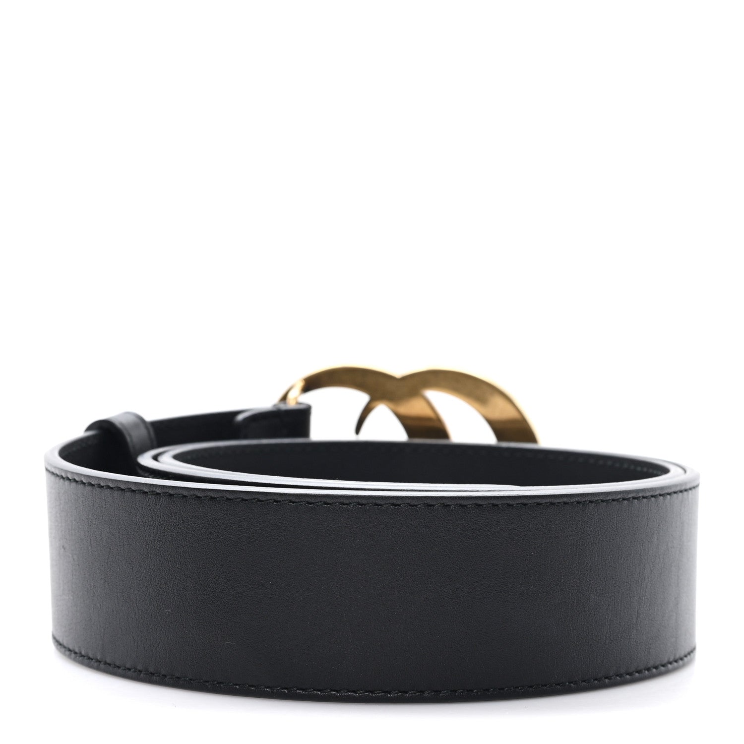 Moon Calfskin Pearl Double G 40mm Belt 85 34 Black Cream