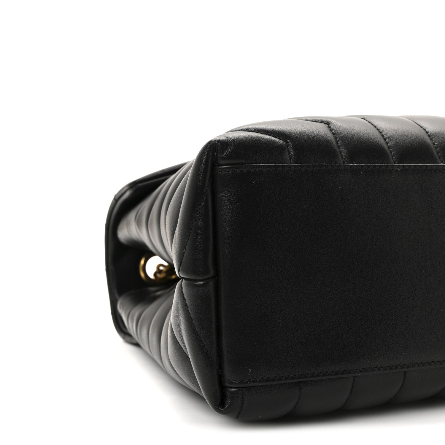 Calfskin Y Quilted Monogram Medium Loulou Chain Satchel Black