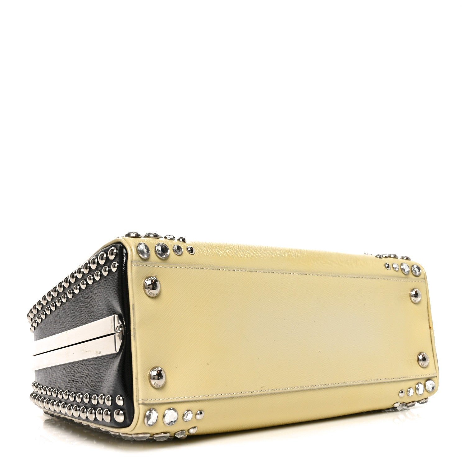 Saffiano Lux Crystal Pyramid Bag Talco Black