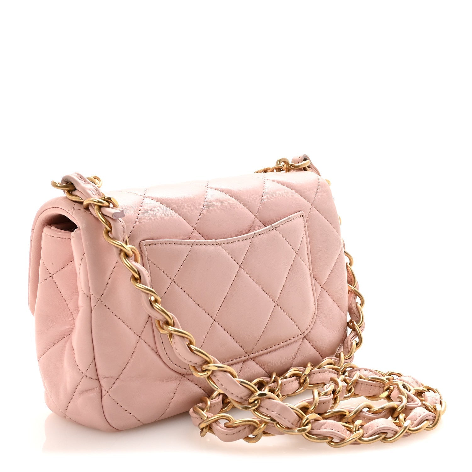 Lambskin Quilted Mini Heart Charms Flap Light Pink